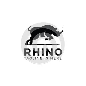 Jumping rhino logo template