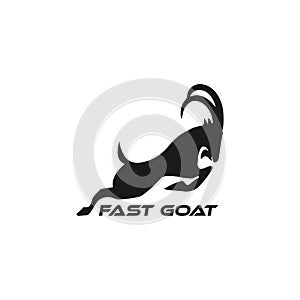 Jumping Run Fast Goat Silhouette Logo Design Vector