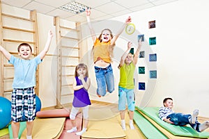 Jumping school students