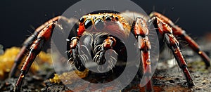 Jumping spider close-up on a dark background