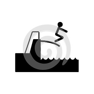 Jumping swimmer icon vector isolated on white