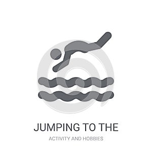 Jumping to the water icon. Trendy Jumping to the water logo concept on white background from Activity and Hobbies collection