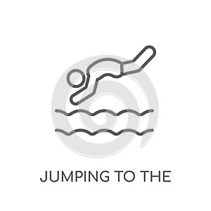 Jumping to the water linear icon. Modern outline Jumping to the