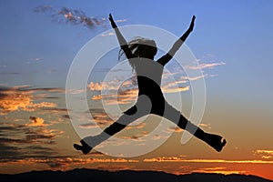 Jumping woman silhouette