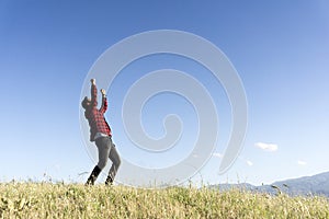 Jumping young man