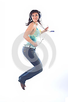 Jumping young woman