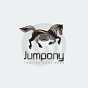 Jumpony logo, with pony horse jump vector
