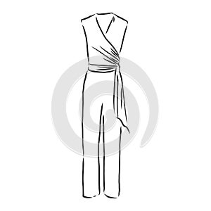 Jumpsuit sketch. jumpsuit vector sketch illustration. clothes