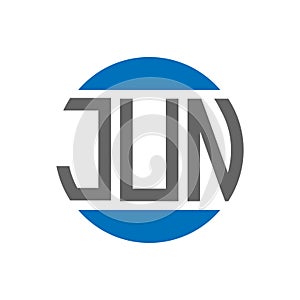 JUN letter logo design on white background. JUN creative initials circle logo concept. JUN letter design