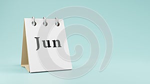 Jun on  paper desk  calendar  3d rendering