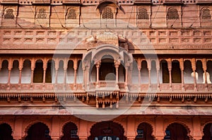 Junagarh Fort Bikaner red sandstone architectural structure at Rajasthan, India