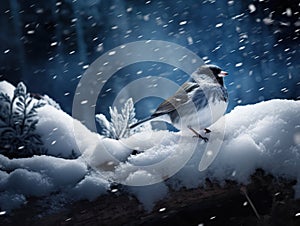 Junco bird in the snow