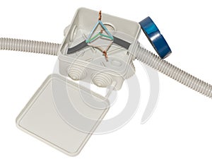 Junction box for electrical wiring with wires