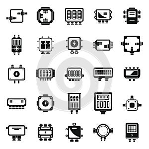 Junction box icons set simple vector. Cable connect