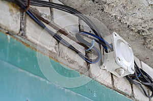 Junction box for wiring with electrical cables on the wall