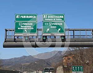 Junction with the indication to reach the city of Florence with photo