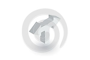 Junction, Separation, two paths, ways isometric flat icon. 3d vector