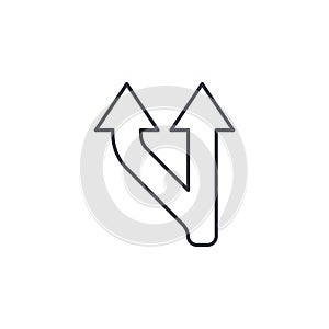 Junction, Separation, two ways thin line icon. Linear vector symbol