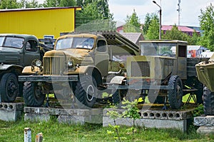 June 11, 2022 Russia Tver region Rzhev city old Russian military vehicles from the Second World War