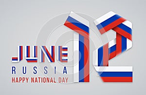 June 12, Russia National Day congratulatory design with Russian flag colors. Vector illustration