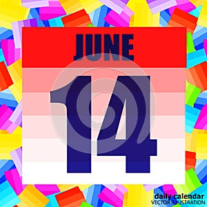 June 14 icon. For planning important day. Fourteenth june. Banner for holidays and special days.