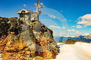 June 16 2018, Whistler Canada: Editorial photo of a building near the peak of blackcomb mountain