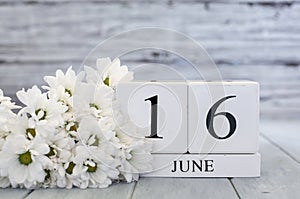 June 16th Calendar Blocks with White Daisies