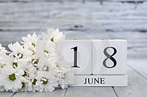 June 18th Calendar Blocks with White Daisies