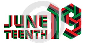 June 19, Juneteenth National Independence Day congratulatory design with Pan-African flag colors