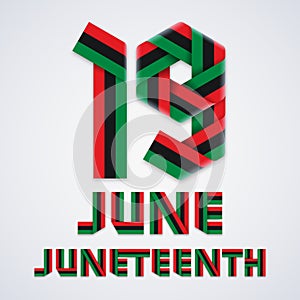 June 19, Juneteenth National Independence Day congratulatory design with Pan-African flag colors. Vector illustration