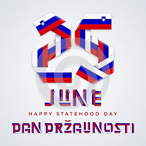 June 25, Slovenia Statehood Day congratulatory design with Slovenian flag elements. Vector illustration