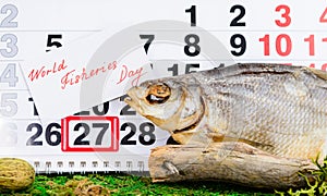 June 27 World fisheries Day on the calendar with stockfish