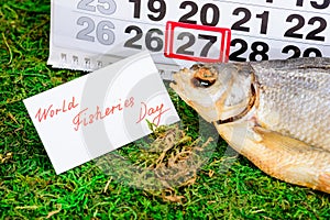 June 27 World fisheries Day on the calendar with stockfish