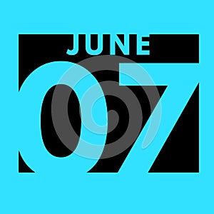 June 7 . flat daily calendar icon .date ,day, month .calendar for the month of June