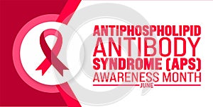 June is Antiphospholipid Antibody Syndrome APS Awareness Month background template. Holiday concept. photo