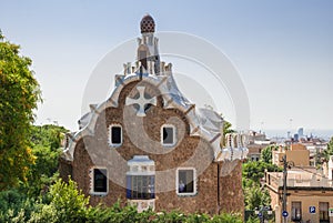 Gingerbread House of Gaudi in Park Guell. Barcelona