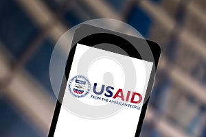 June 1, 2019, Brazil. In this photo illustration the United States Agency for International Development USAID logo is displayed
