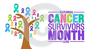 June is Cancer Survivors Month background template. Holiday concept. use to background, banner, placard, photo