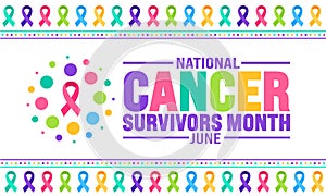 June is Cancer Survivors Month background template. Holiday concept. use to background, banner, placard, photo