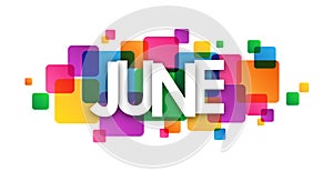 JUNE colorful overlapping squares banner