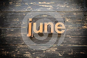 June Concept Vintage Wooden Letterpress Type Word