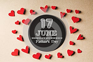 17 June Fathers Day message with small hearts