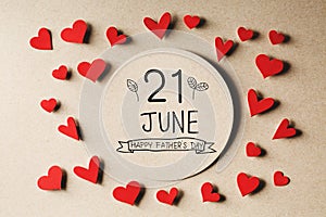 21 June Happy Fathers Day message with small hearts