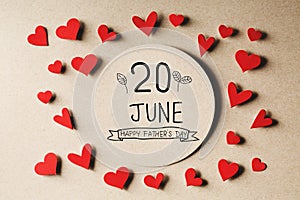 20 June Happy Fathers Day message with small hearts