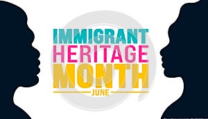 June is Immigrant Heritage Month background design template. Holiday concept. photo