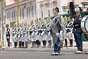 18 June 2023 Lisbon, Portugal: military parade - ceremonial changing of the guard