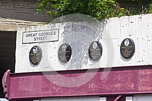 Memorial Plaques at the scene of the McGurk`s Bar Atrocity in Belfast