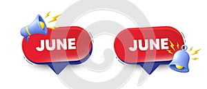 June month icon. Event schedule Jun date. Red speech bubbles. Vector