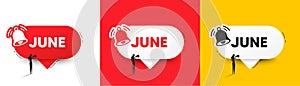 June month icon. Event schedule Jun date. Speech bubbles with bell. Vector