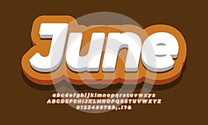 June month text  3d orange gold design